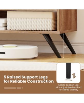 TV Stand for TVs up to 55 Inch Mid Century Modern Entertainment Center with Storage Cabinet-Oak