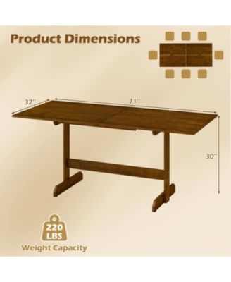 71 in Farmhouse Rectangular Dining Table for 6-8 with Rubber Wood Legs
