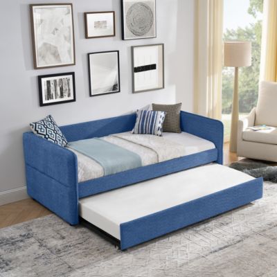 Boucle Daybed w/ Twin Trundle Sofa Bed