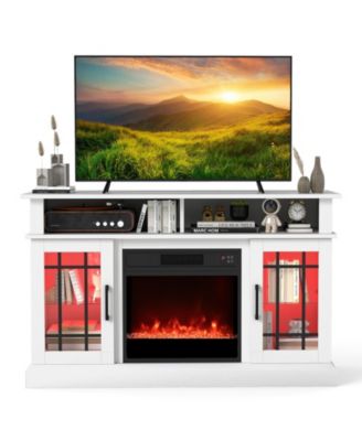 TV Stand with Electric Fireplace LED Lights and Remote Controls for TVs Up to 40 Inch