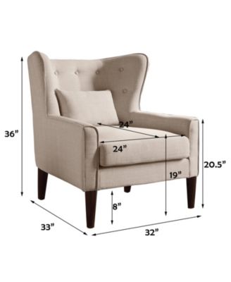 Classic Wingback Linen Chair with Button Tufting and Solid Wood Legs