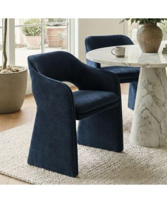 Set of 2 Chenille Dining Chairs, 19-Inch Seat Height Armchairs