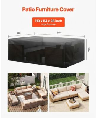 420D Waterproof Patio Furniture Cover for Dining Table and Chairs 110in x 84in x 28in