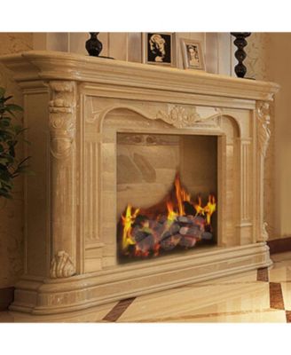 9-Piece Ceramic Gas Fireplace Log Set with Realistic Wood Grain Texture