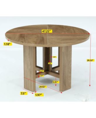 Round Dining Room Table for 4-6, 47'' Farmhouse Table, Kitchen Dinner Room Tables, Rustic Circle Tables