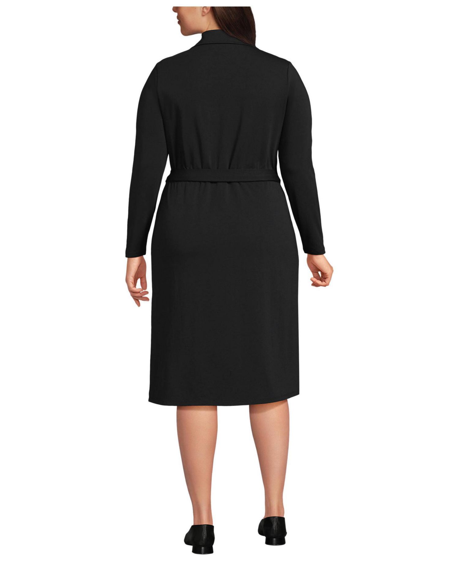 Plus Size Cotton Modal Collared Wrap Dress
