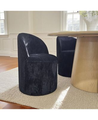 Rolling Chenille Upholstered Dining Chair with Casters 1 Piece