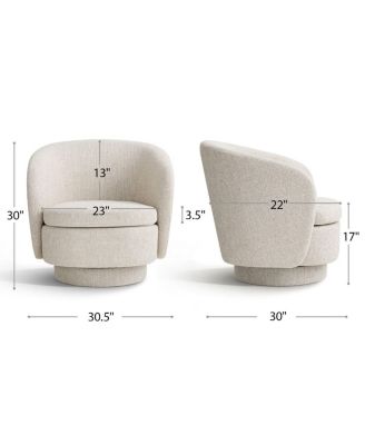 30.5 Swivel Tub Accent Chair, Woven Fabric Barrel Armchair, 1 Pc