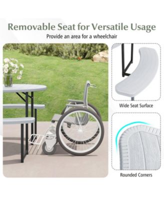 Round HDPE Picnic Table and Bench Set for 4-8 People with Umbrella Hole
