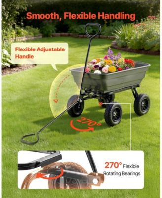 600 lbs Poly Dump Cart Wagon with 90 Quick-Dump and 180 Swivel Wheels