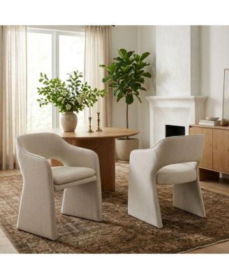 Set of 2 Dining Chairs, 19-Inch Upholstered Dining Armchairs