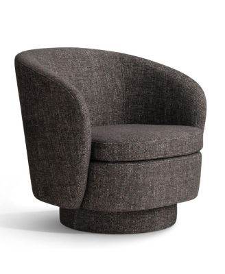 30.5 Swivel Barrel Accent Chair, Textured Fabric Round Armchair, 1 Pc