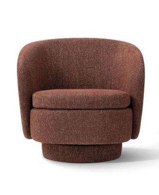 30.5 Swivel Barrel Accent Chair, Textured Fabric Round Armchair, 1 Pc