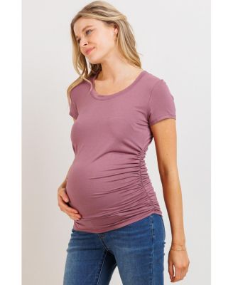 Maternity Side Ruched Short Sleeve T-Shirt Top