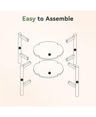 2-Tier Solid Wood Round Side Table, Farmhouse Rustic Nightstand, Small End Table