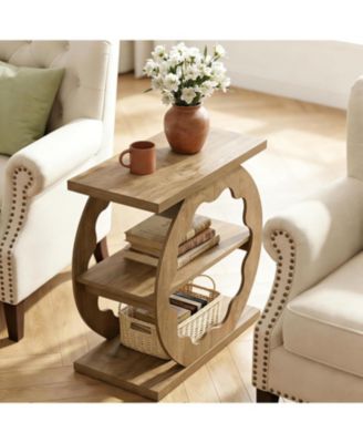 End Table for Living Room, Side Table with Storage, 3-Tier Couch End Table Narrow Nightstand