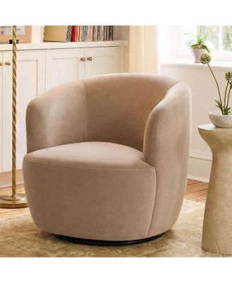 Velvet Swivel Barrel Accent Chair 27 Inch Wide Upholstered 1 Piece