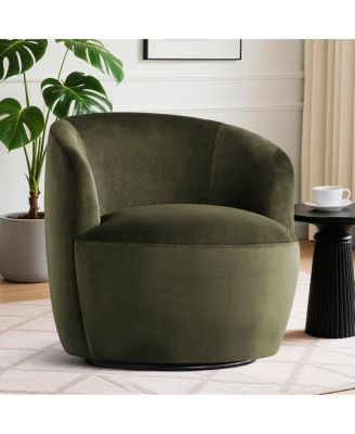 Velvet Swivel Barrel Accent Chair 27 Inch Wide Upholstered 1 Piece