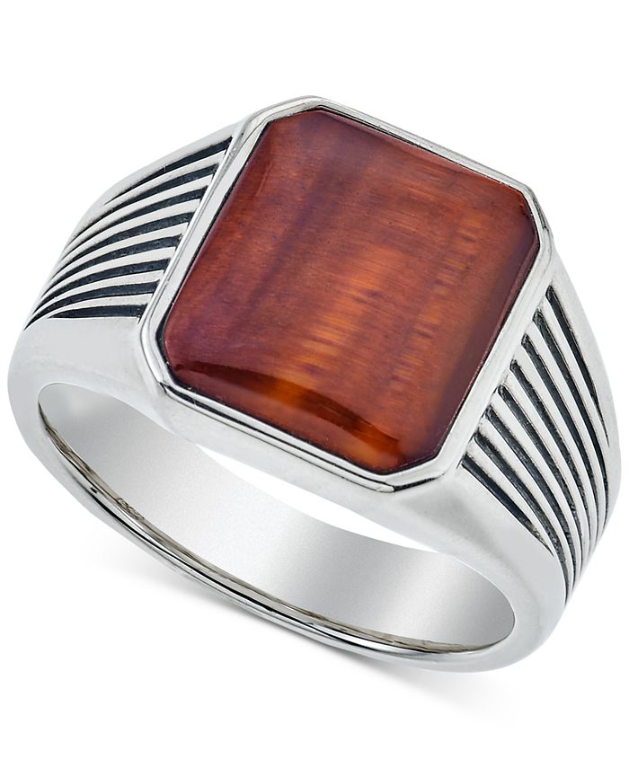 Esquire Men's Jewelry Red Tiger's Eye (14 x 12mm) Ring in Sterling