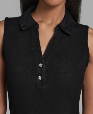 Petite V-Neck Polo Collared Dress