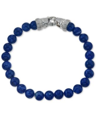 Esquire Men's Jewelry - Men's Sodalite (8mm) Beaded Bracelet in Sterling Silver