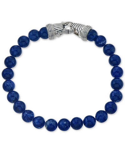Esquire Men's Jewelry Sodalite (8mm) Beaded Bracelet in Sterling Silver, Only at Macy's