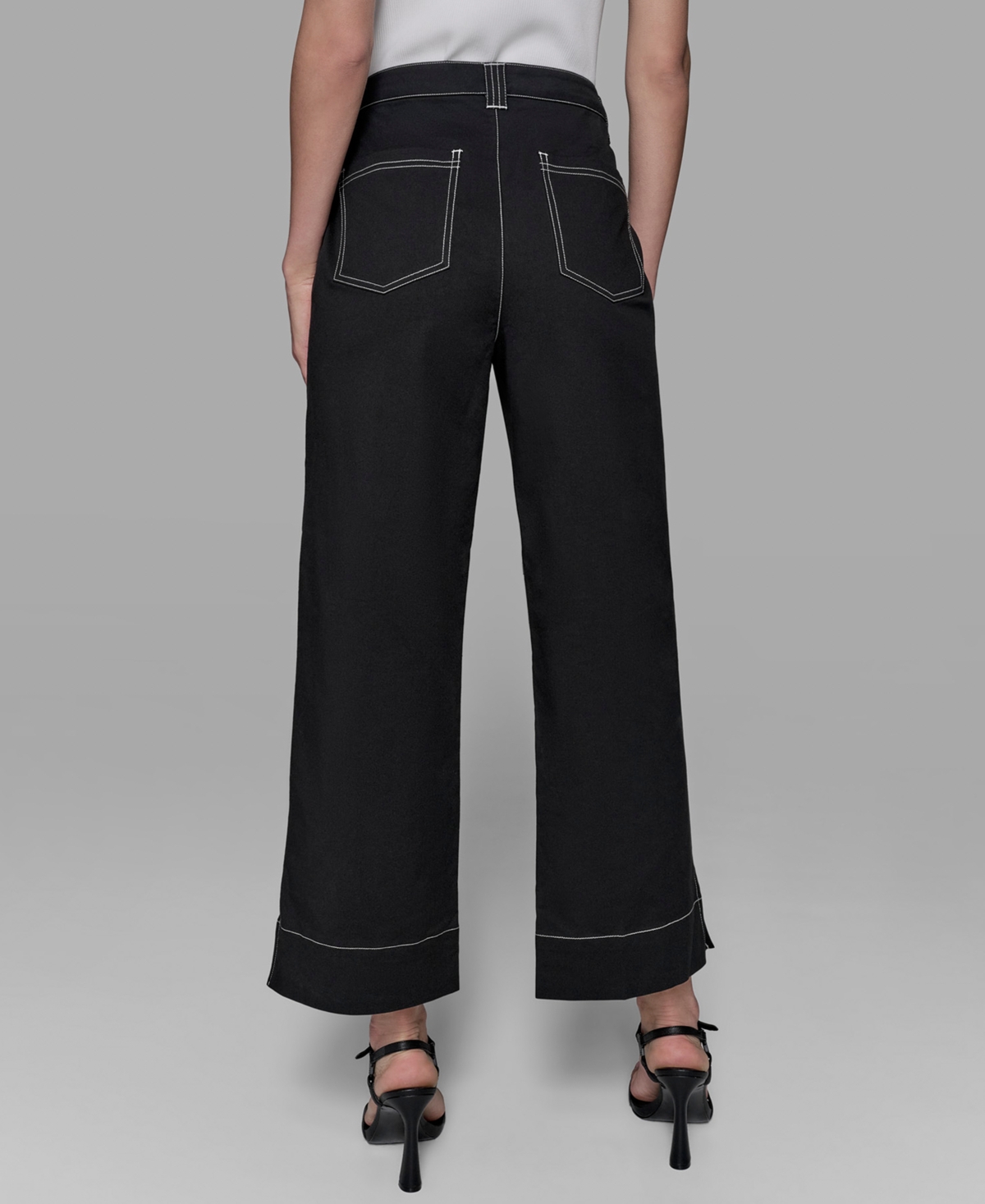 Karl Lagerfeld Paris Petite Mid-Rise Wide-Leg Pants