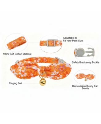 Bowtie Cat Collar With Bell Breakaway Kitten Collars Removable Bow Cotton Stylish