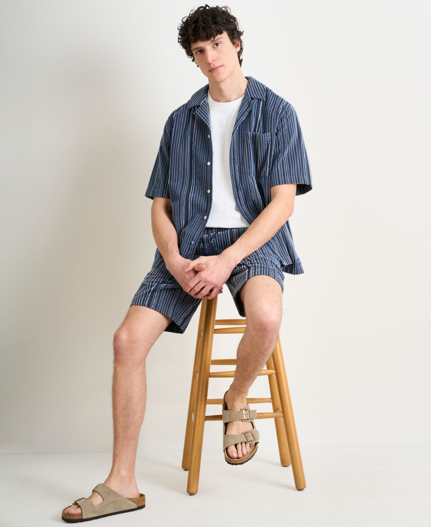 Men's Mid Rise Striped Bermuda Shorts