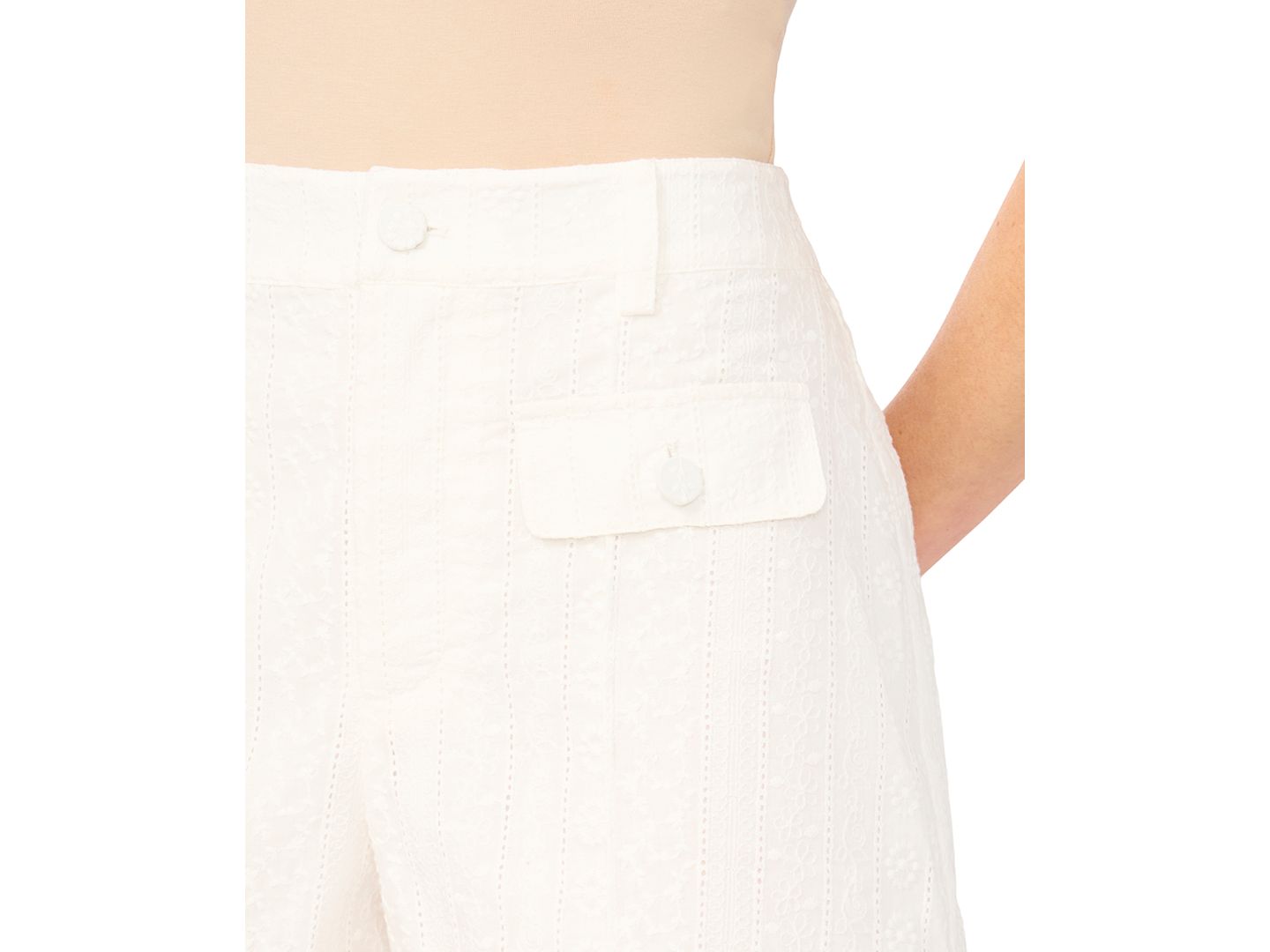Женские шорты CeCe High-Rise Cuffed Cotton, цвет: Слоновая кость — фото 2