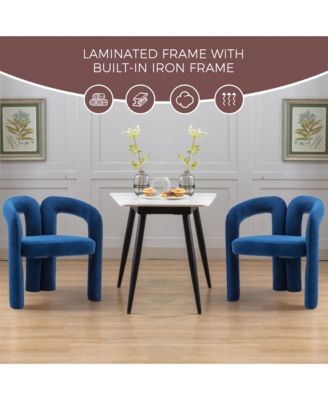 Velvet Upholstered Barrel Accent Chairs Set of 2, Curved Backrest Side Chairs with Elephant Feet for Living Room