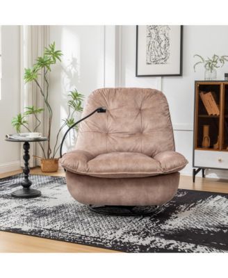 Swivel Rocking Recliner Chair, Single Lounge Chair with Phone Holder, Comfortable Relaxing Chair for Living Room and Office