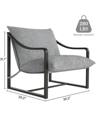 Set of 2 Sling Accent Chairs, Removable Cushion, Lounge Chairs for Living Room, Bedroom, Patio, Easy Assembly