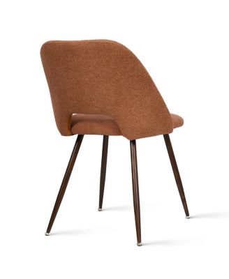 Set of 4 Upholstered Dining Chairs, Modern Fabric, Walnut Metal Legs