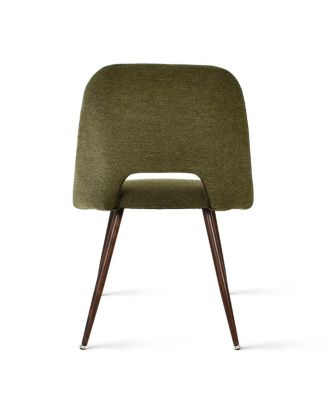 Set of 4 Upholstered Dining Chairs, Modern Fabric, Walnut Metal Legs