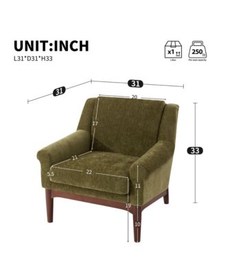 Mid-Century Modern Accent Chair - Upholstered Comfort Lounge Armchair with Sturdy Solid Wood Legs, Ideal for Living Room Decor