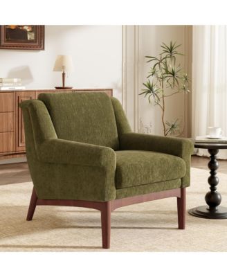Mid-Century Modern Accent Chair - Upholstered Comfort Lounge Armchair with Sturdy Solid Wood Legs, Ideal for Living Room Decor