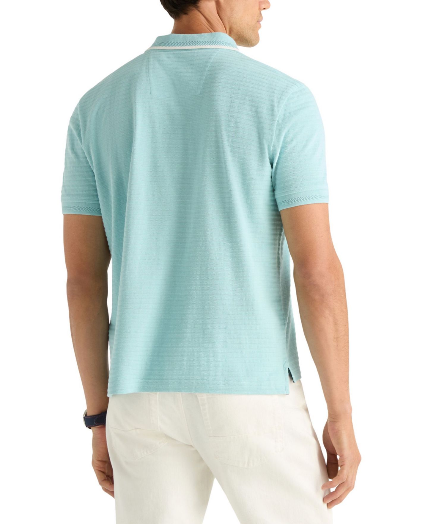 Мужское поло Nautica Short-Sleeve Jacquard Polo Shirt, цвет: Пляжный синий — фото 5