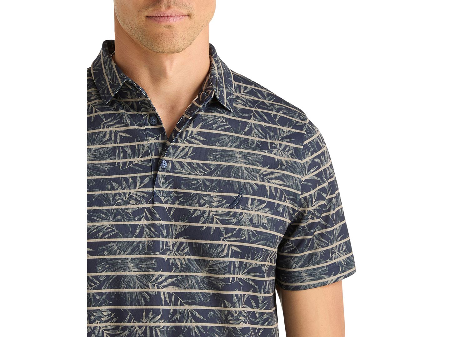Мужское поло Nautica Leaf Stripe Classic-Fit Golf Polo Shirt, цвет: Тёмно-синий — фото 4
