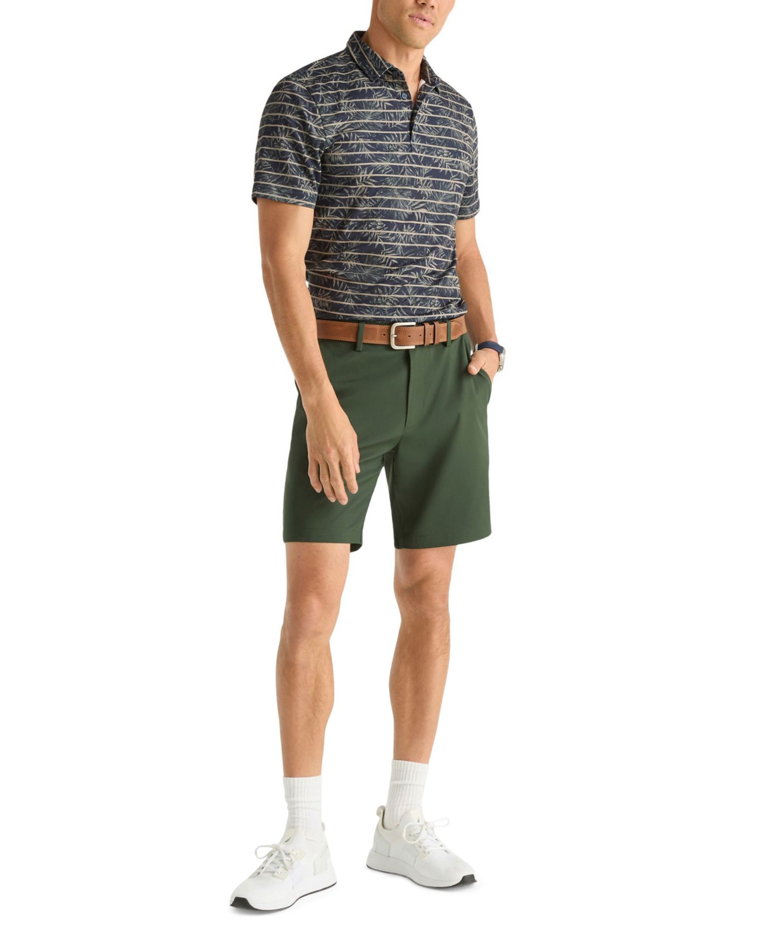 Men's Leaf Stripe Classic-Fit Golf Polo Shirt