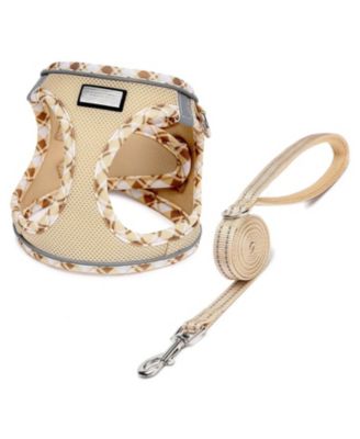 Soft Mesh No-Choke Step-In Dog Cat Harness Leash Set Reflective Breathable for Small Pets