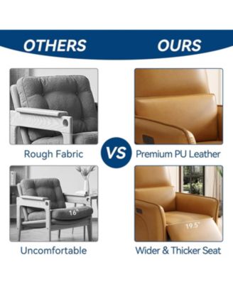 Leather Recliner Chair, 360degree(s) Swivel Power Rocker, Lumbar Support, USB, Footrest, Accent Chair