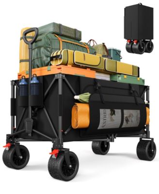 47.6"L Collapsible Wagon Cart, 400lbs Weight Capacity 300L Heavy Duty Beach Wagons with Big All-Terrain Wheels for Groceries, Shopping, Camping