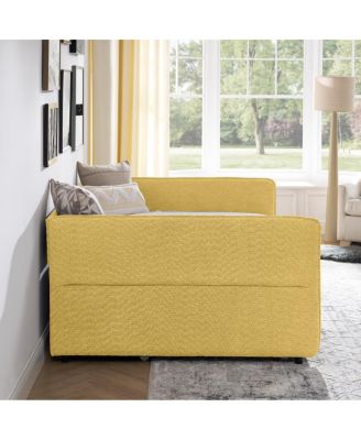 Boucle Full Daybed w/ Twin Trundle Sofa Bed