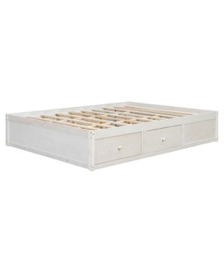 Platform Bed w/ 4 Drawers and Lift Storage, No Headboard