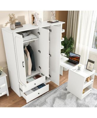 2-Door Wardrobe w/ Desk and Storage