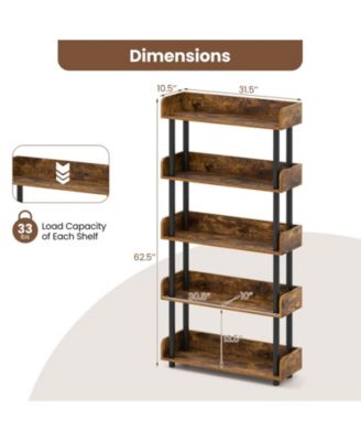 5-Tier Open Bookcase with Industrial Storage Unit