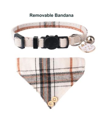 Floral Cat Collar with Removable Bowtie Bandana Bell Breakaway Adjustable Cute Flower Kitten