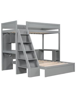  Twin XL Over Full Bed with Desk and USB