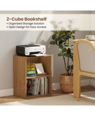 2-Cube Bookcase Floor Standing Open Bookshelf with 5-Position Adjustable Shelf